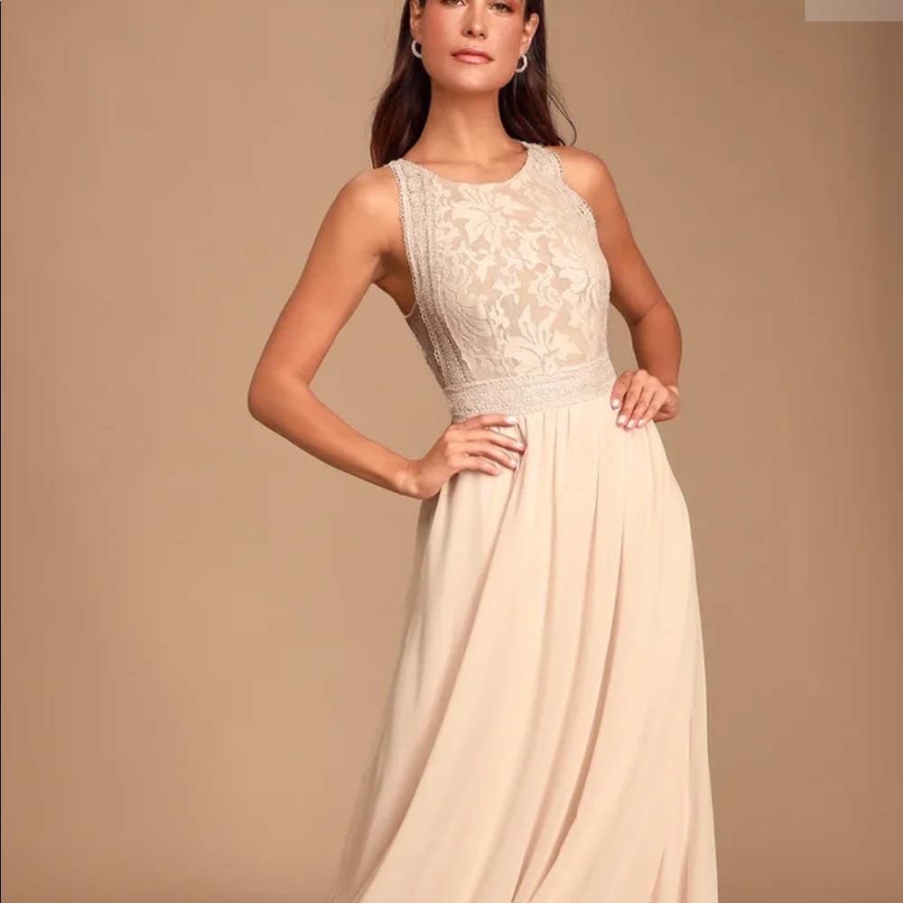 Lulus Blush Pink Lace Maxi Dress